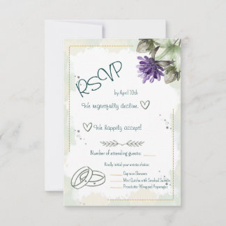Clover Blossom Watercolour Florals RSVP Card