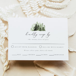 CLOVER Bohemian Watercolor Pine Tree RSVP Card