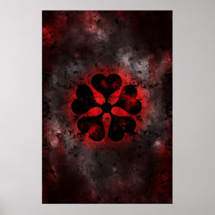 Clover book five black leaf grimoire shamrock clov poster