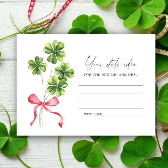 Clover Bow Bridal shower Date night ideas Date jar Enclosure Card (Creator Uploaded)