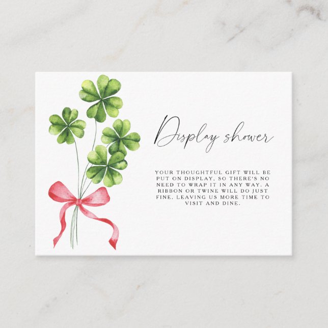 Clover bow bridal shower Display shower Enclosure Card (Front)
