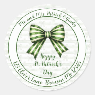 Clover & Bow St. Patrick’s Day Return Address Classic Round Sticker