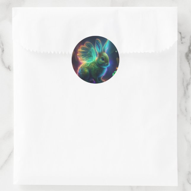 Clover Bunny Classic Round Sticker (Bag)