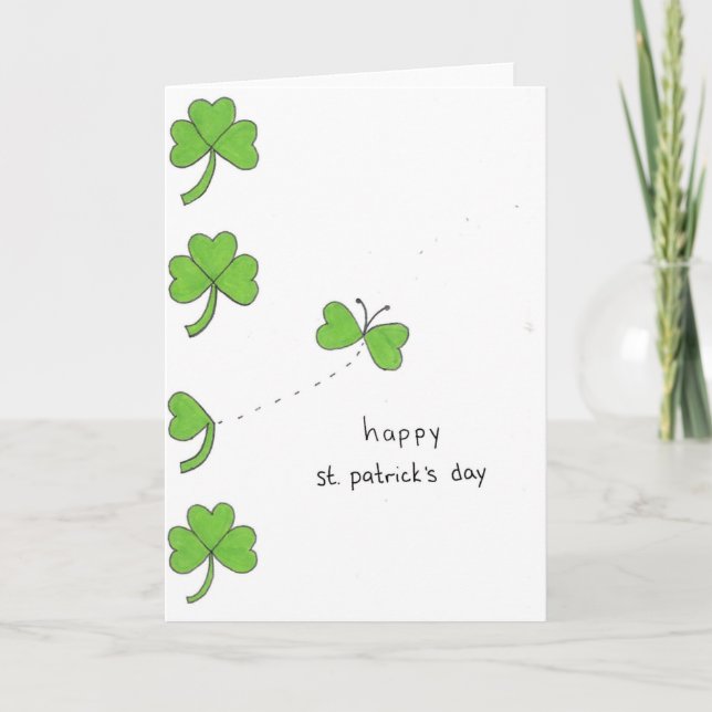Clover Butterfly St. Patrick's Day Folding Card (Front)