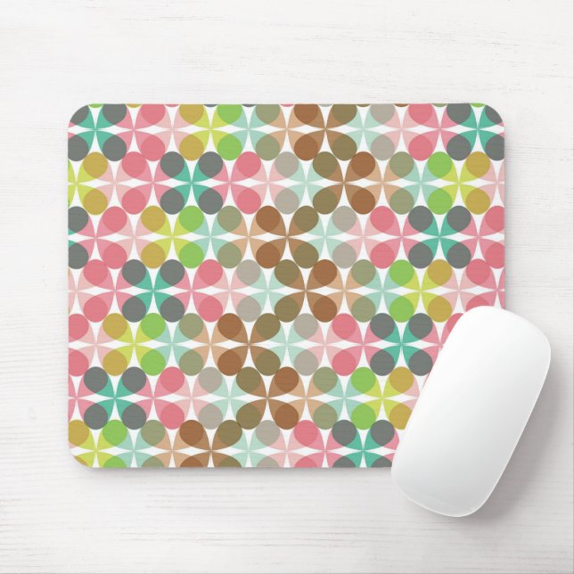 Clover Chic Retro Mod Pastels Pattern Vector Art Mouse Mat (With Mouse)