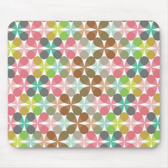 Clover Chic Retro Mod Pastels Pattern Vector Art Mouse Mat (Front)
