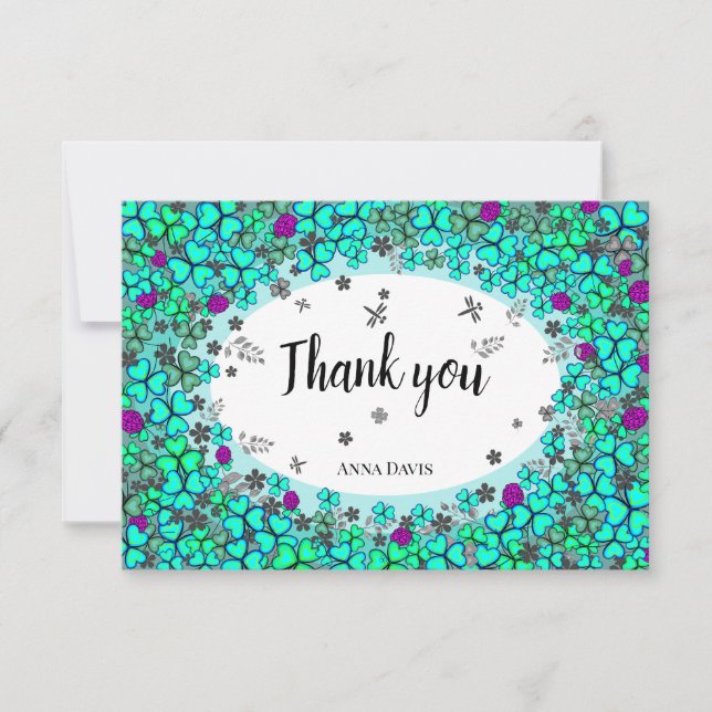 clover  cute flower ornament  Flat Thank You Card (Front)