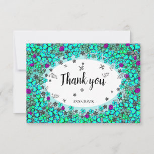 clover  cute flower ornament  Flat Thank You Card