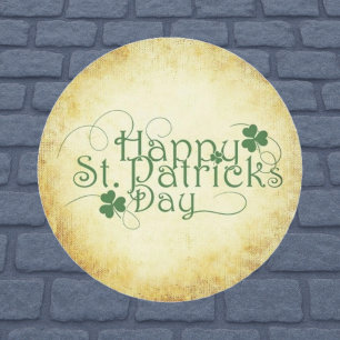 Clover Design Happy St Patricks Day Classic Round Sticker
