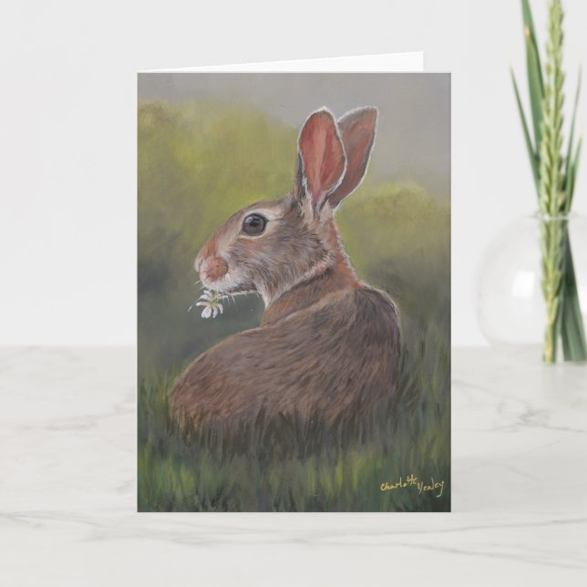 Clover Eater Bunny Rabbit Greeting Card (Front)