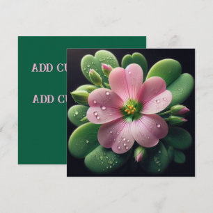 Clover Floral Pink and Green Oxalis Card