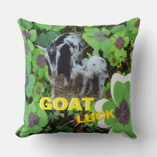 Clover GOAT Luck Cust. Text Throw Pillow
