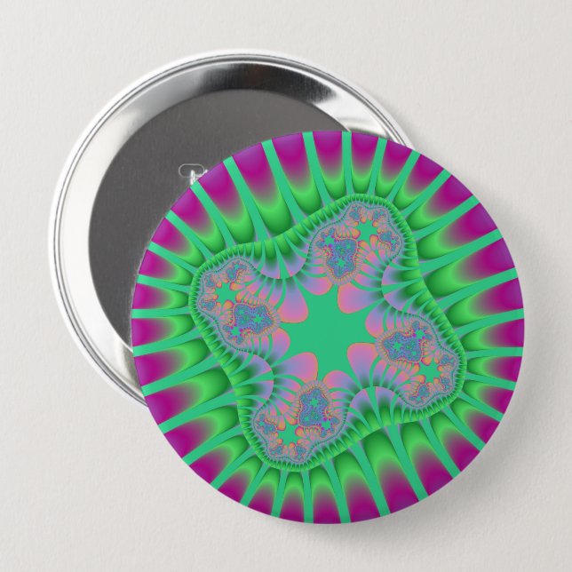 Clover Green Flower 10 Cm Round Badge (Front & Back)