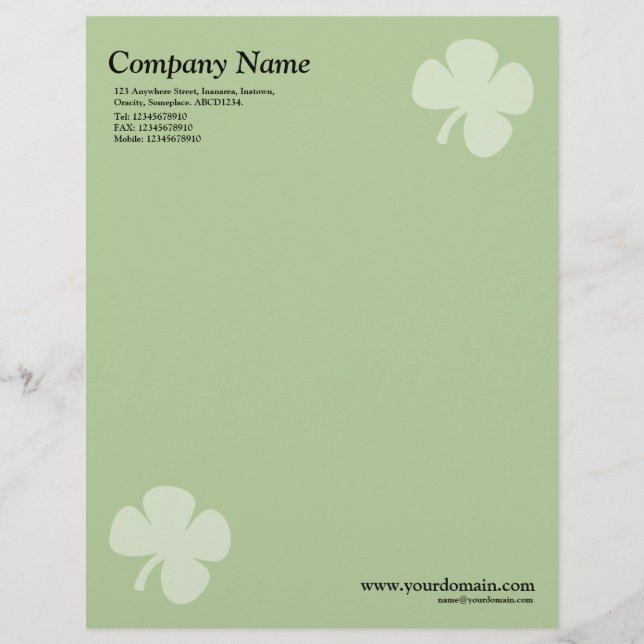 Clover - Green Letterhead Design (Front)