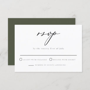 CLOVER Green Minimalist Script Wedding RSVP Card