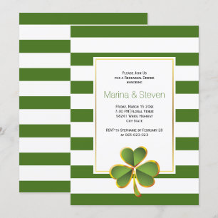 Clover & green, stripes wedding rehearsal dinner invitation
