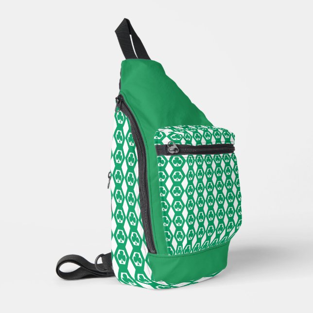 Clover Green White Hexagon Pattern Sling Bag (Left Corner)