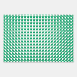 Clover Green White Hexagon Pattern Wrapping Paper Sheet