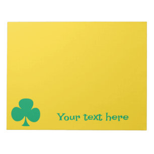 Clover Green Yellow Personalised Notepad