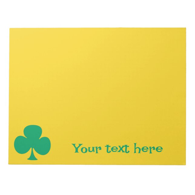 Clover Green Yellow Personalised Notepad (Front)