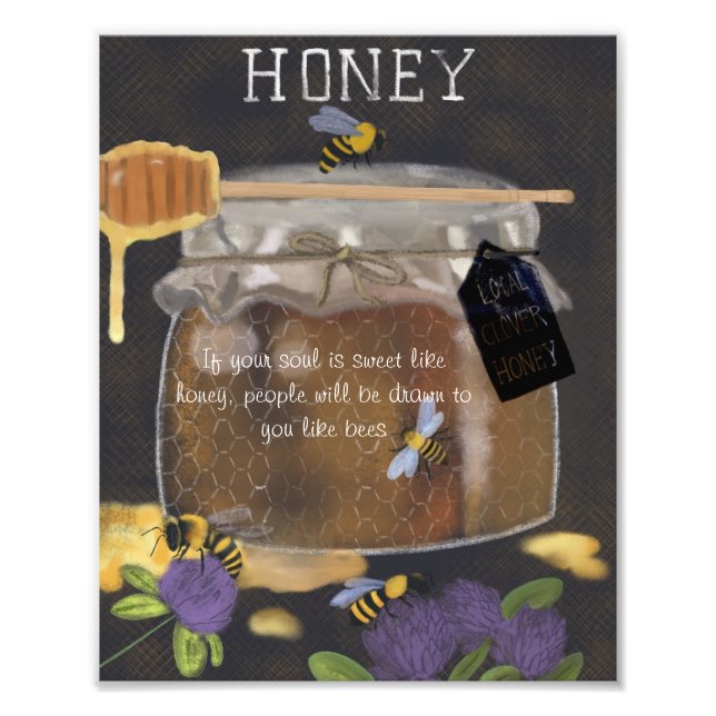 Clover Honey Bees Photo Print (Front)