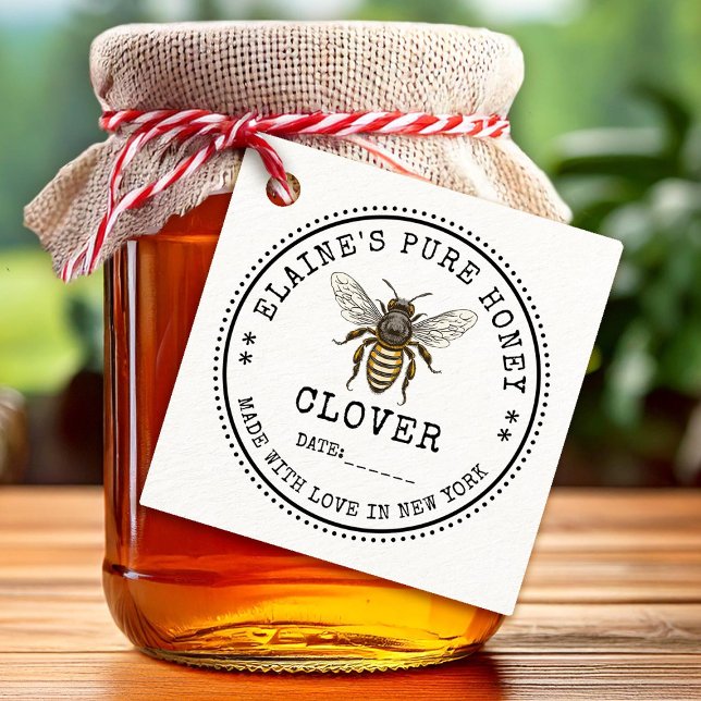 Clover honey label with vintage bee illustration (Creator Uploaded)