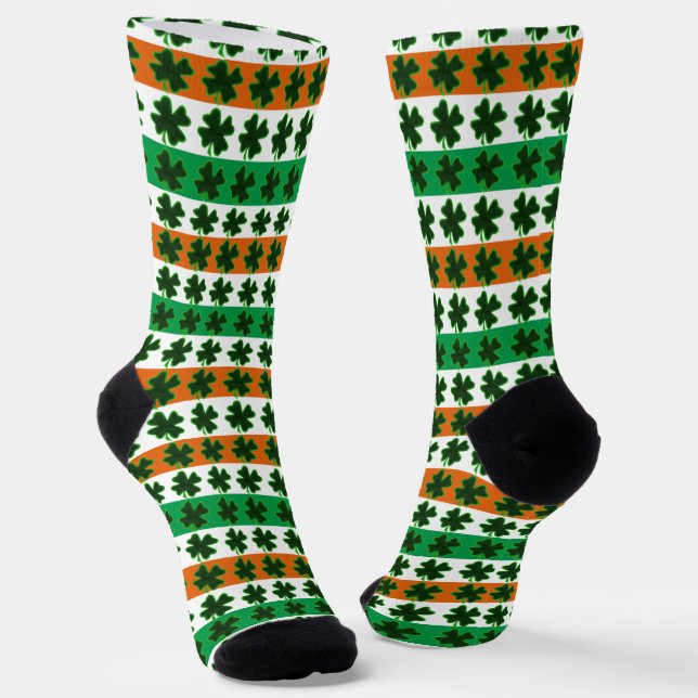 Clover Irish Stripes St. Patrick's Day Socks (Angled)