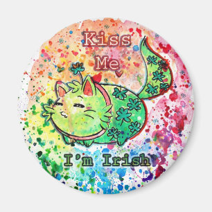 Clover Kitten Kiss Me I'm Irish Magnet