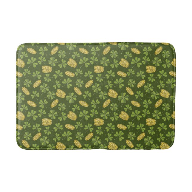 Clover Leaf & Gold Coin Pattern Bath Mat (Front)