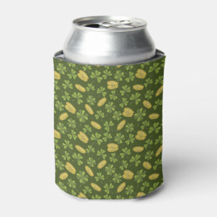 Clover Leaf & Gold Coin Pattern Can Cooler