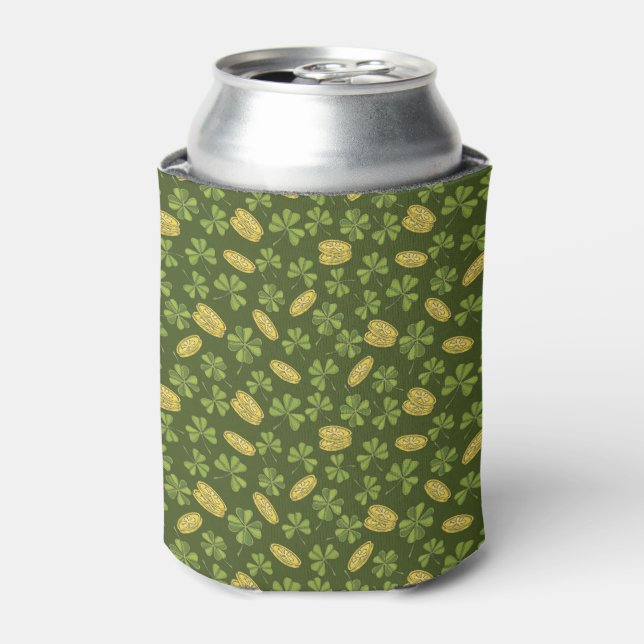 Clover Leaf & Gold Coin Pattern Can Cooler (Can Front)