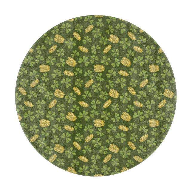 Clover Leaf & Gold Coin Pattern Cutting Board (Front)