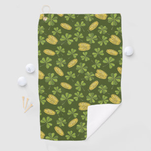 Clover Leaf & Gold Coin Pattern Golf Towel