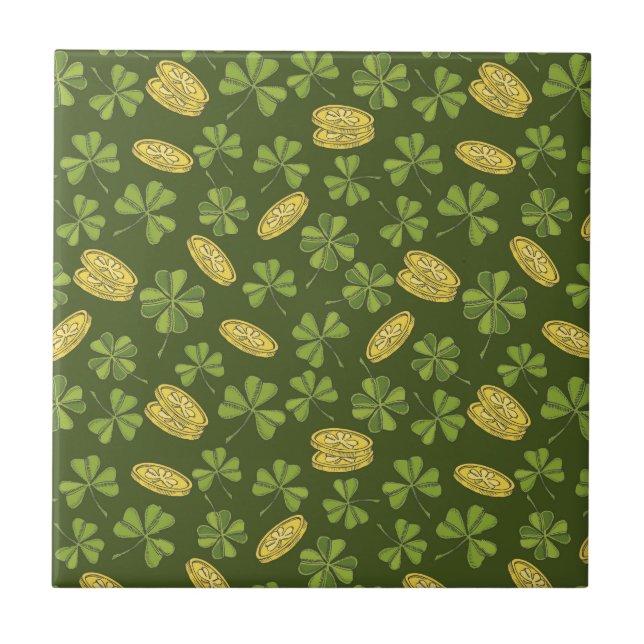 Clover Leaf & Gold Coin Pattern Tile (Front)