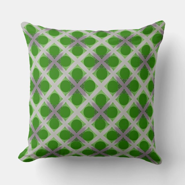 Clover Leaf Gray Grid Lock Throw Pillow (Front)