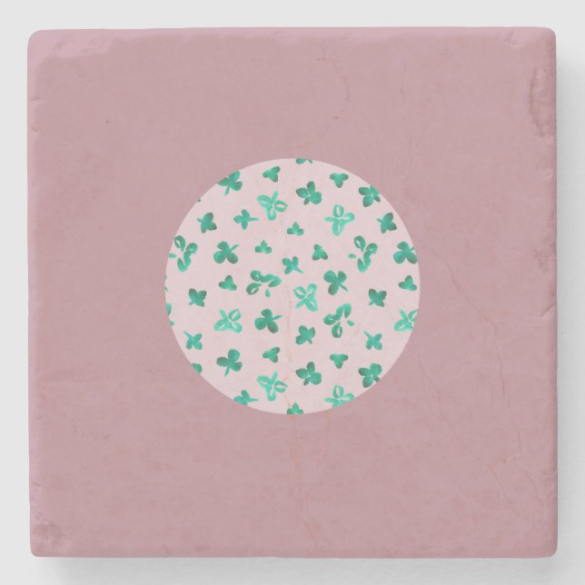 Clover Leaves Marble Stone Coaster (Front)
