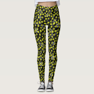 clover leaves pattern 03.b Black BG Leggings