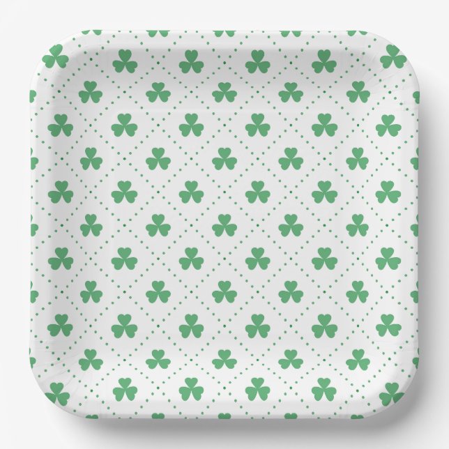 Clover Leaves Pattern St. Patrick's Day-53224 Paper Plate (Front)