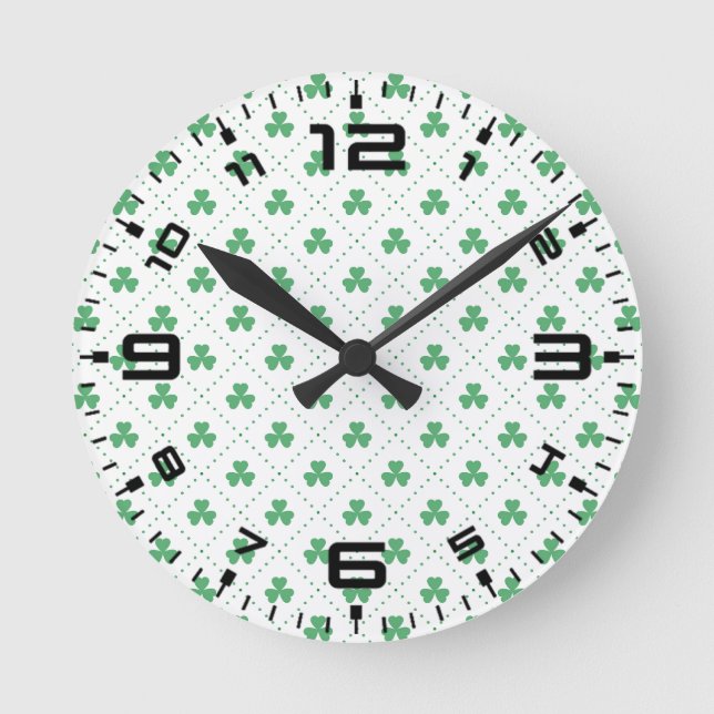 Clover Leaves Pattern St. Patrick's Day-53224 Round Clock (Front)