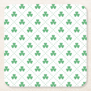 Clover Leaves Pattern St. Patrick's Day-53224 Square Paper Coaster