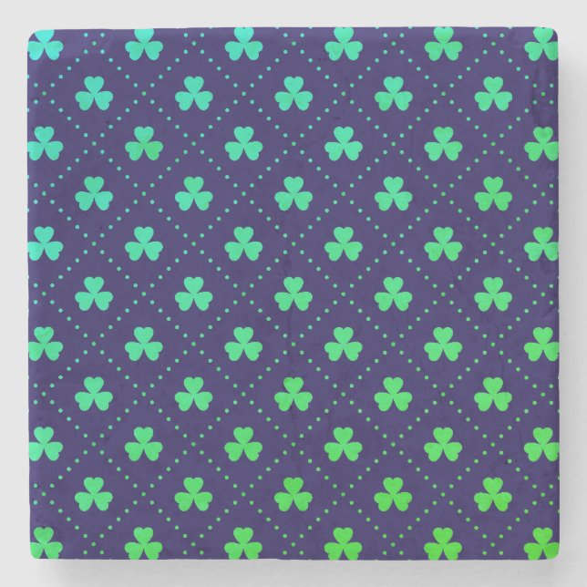 Clover Leaves St. Patrick's Day Pattern-53223 Stone Coaster (Front)