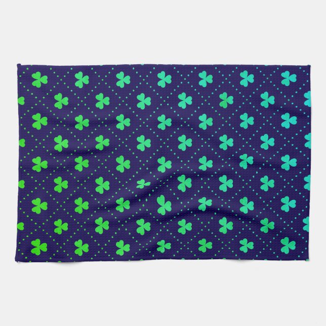 Clover Leaves St. Patrick's Day Pattern-53223 Tea Towel (Horizontal)