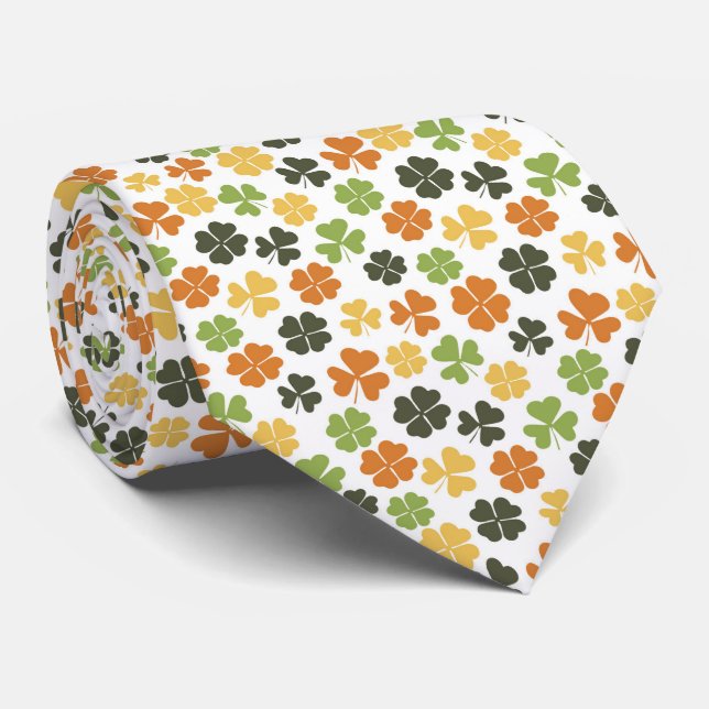 CLOVER LEAVES ST PATRICKS PATTERN TIE (Rolled)
