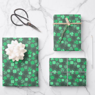 CLOVER LEAVES ST PATRICKS PATTERN WRAPPING PAPER SHEET