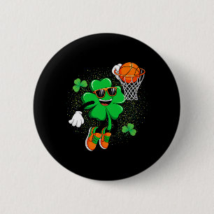 Clover Leprechaun Sketll Dunk St Patricks Day Men 6 Cm Round Badge