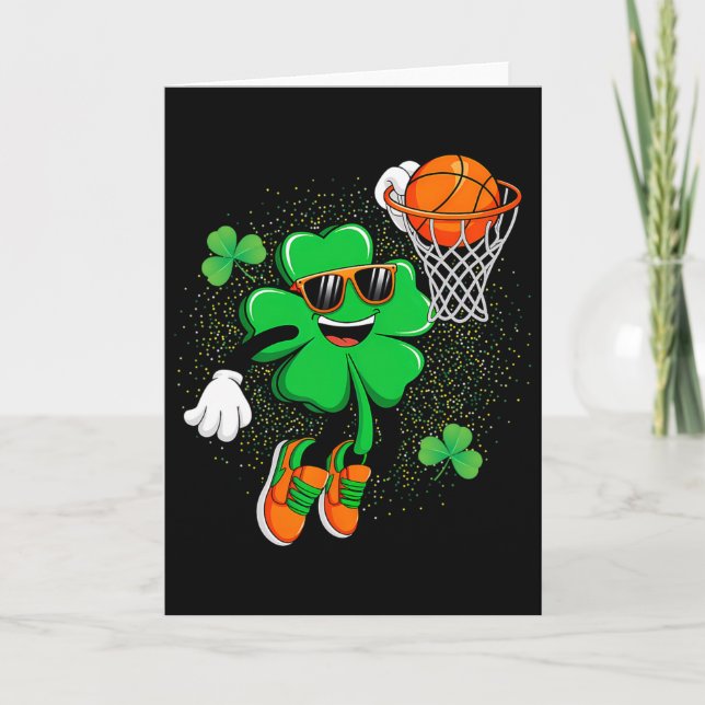 Clover Leprechaun Sketll Dunk St Patricks Day Men  Card (Front)