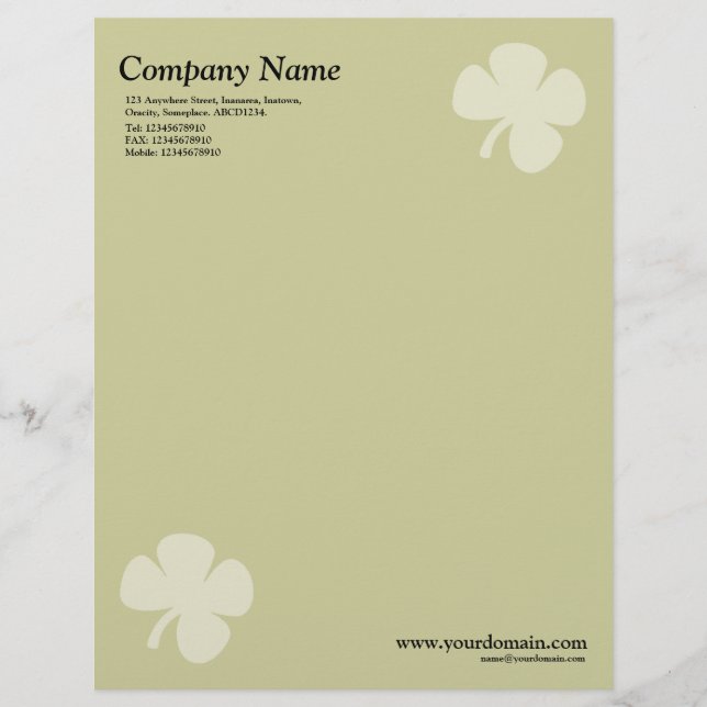 Clover - Light Khaki Letterhead Template (Front)