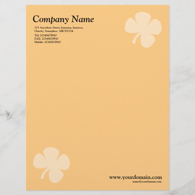 Clover - Light Orange Personalised Letterhead (Front)