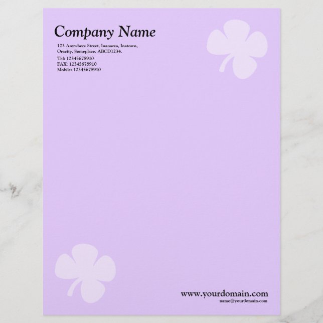 Clover - Light Purple Letterhead (Front)