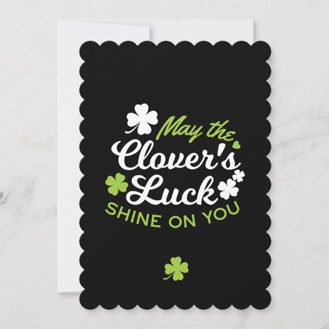 Clover Luck Charm: May the Clover's Luck Shine Holiday Card (Front)
